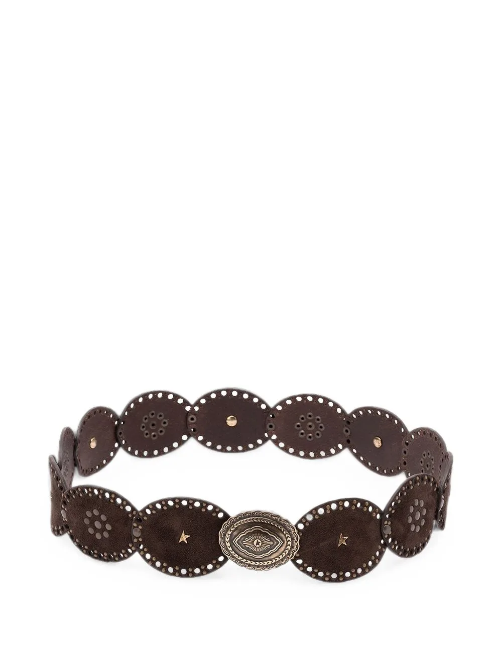 Oval Belt in Washed Suede Leather with Studs by Golden Goose