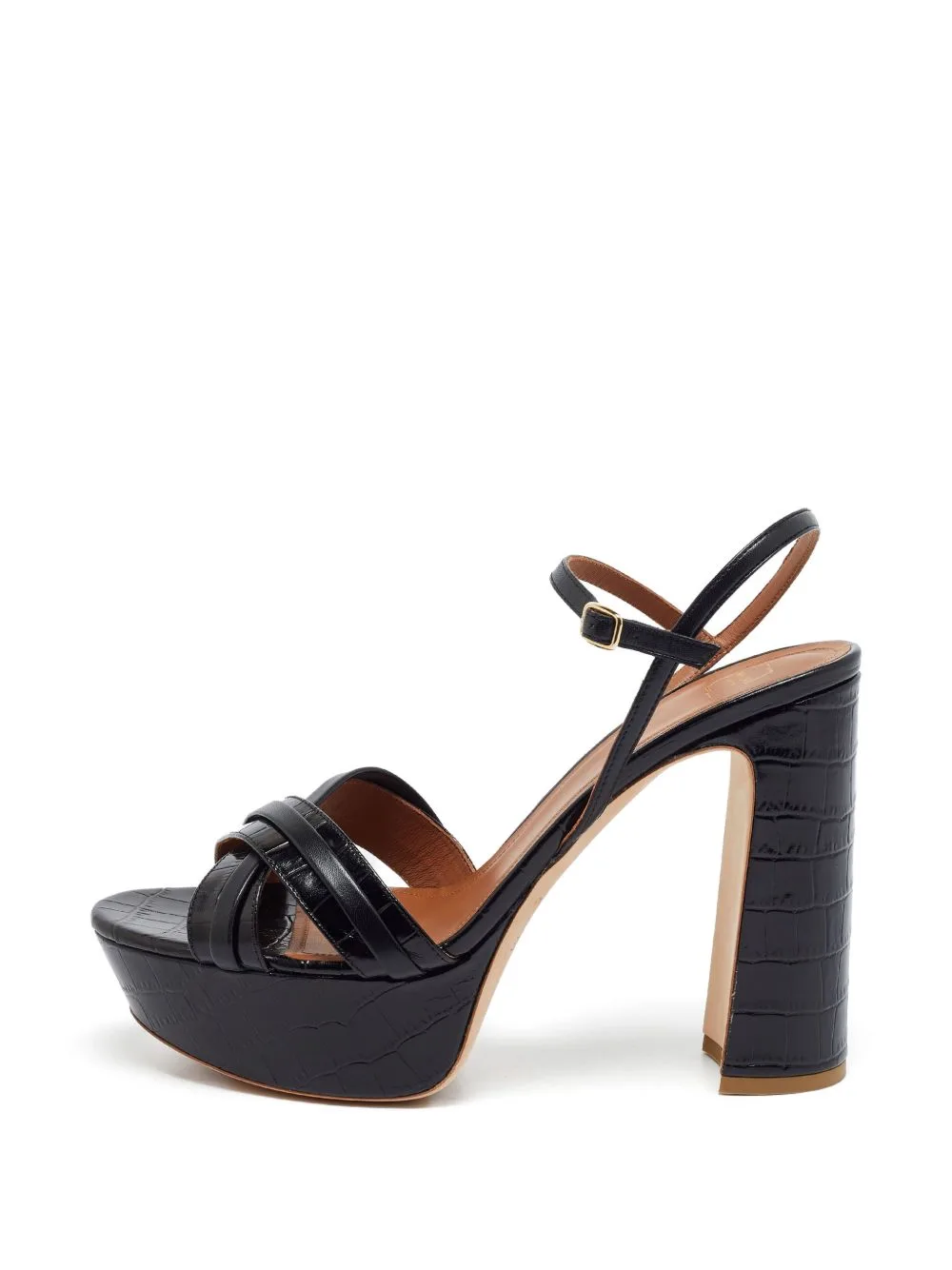 Mila Croc-Embossed Platform Sandals by Malone Souliers