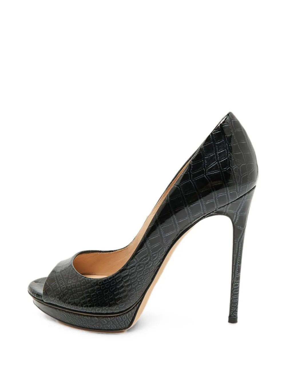 Croc-Embossed Heeled Pumps by Casadei