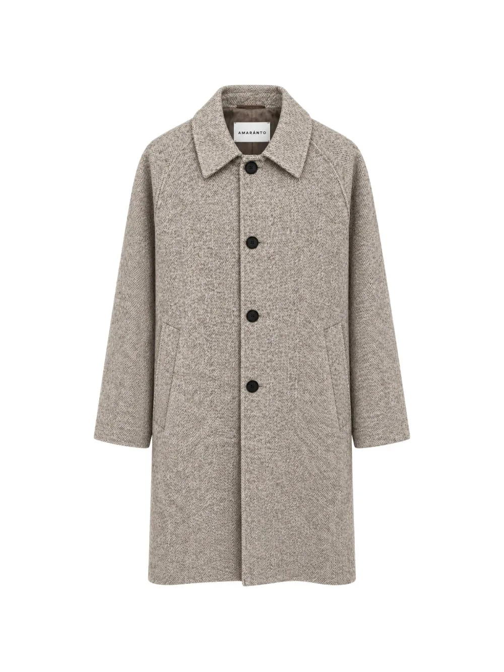 Herringbone-Weave Long-Sleeve Coat