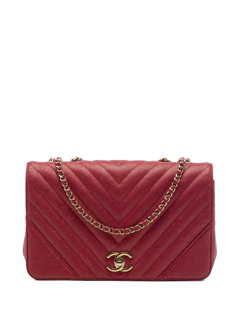 2019 Medium Chevron Iridescent Caviar Statement Flap Shoulder Bag by CHANEL Pre-Owned
