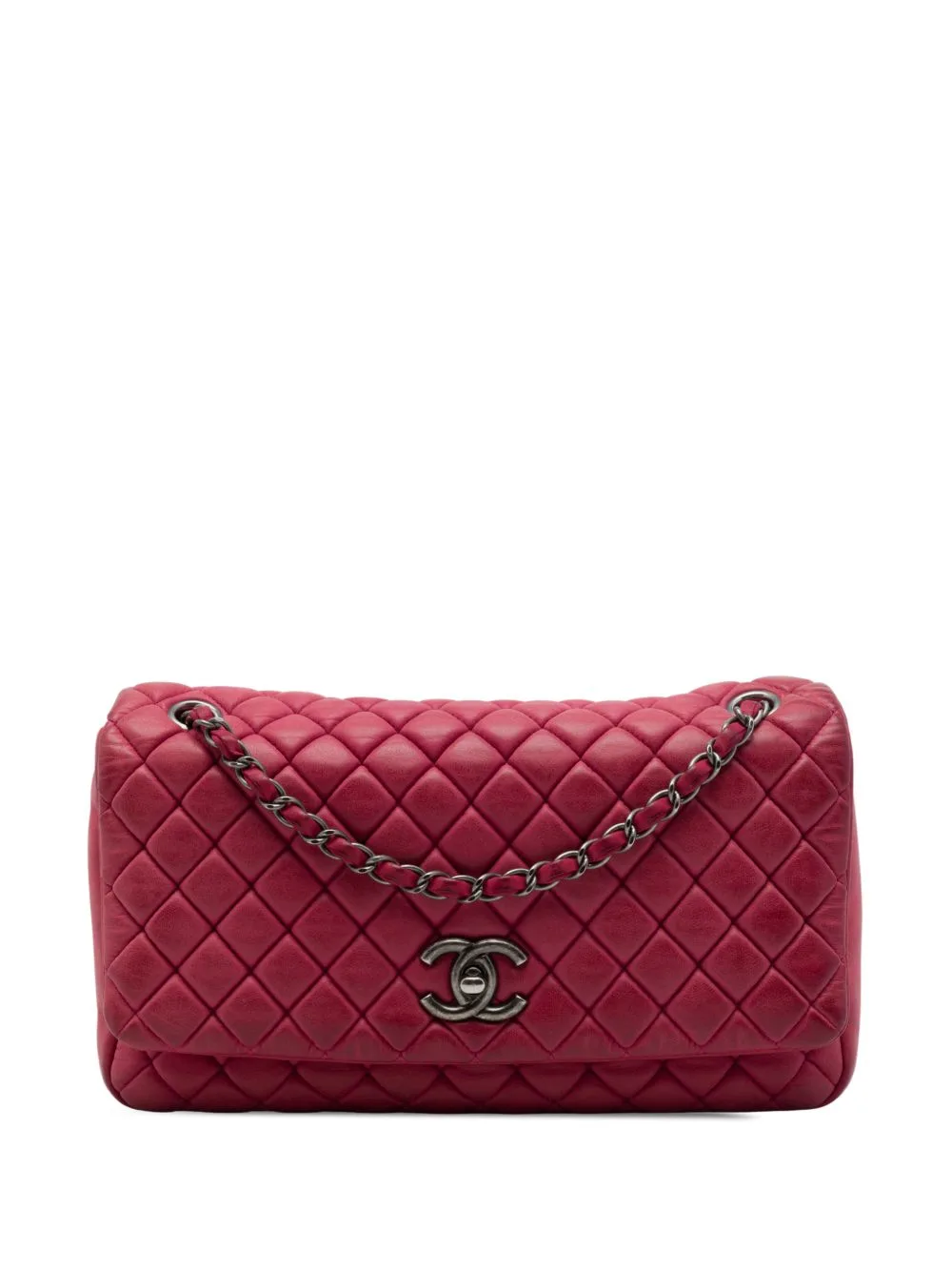 2012-2013 Large Quilted Iridescent Calfskin New Bubble Flap Shoulder Bag by CHANEL Pre-Owned