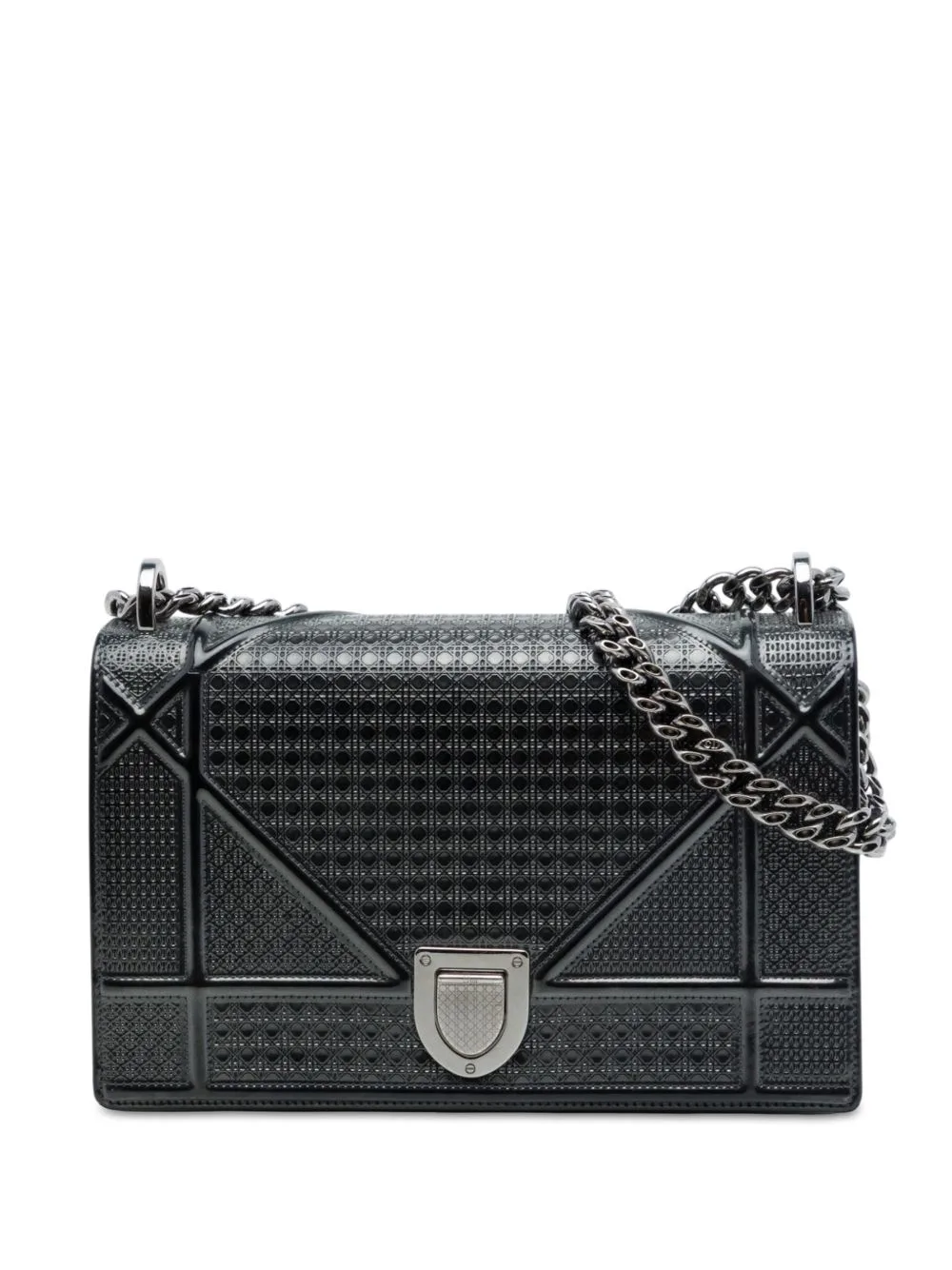 2016 Medium Patent Microcannage Diorama Flap Crossbody Bag by Christian Dior Pre-Owned