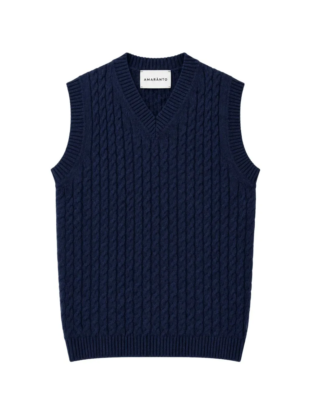 Cable-Knit V-Neck Vest by AMARÁNTO