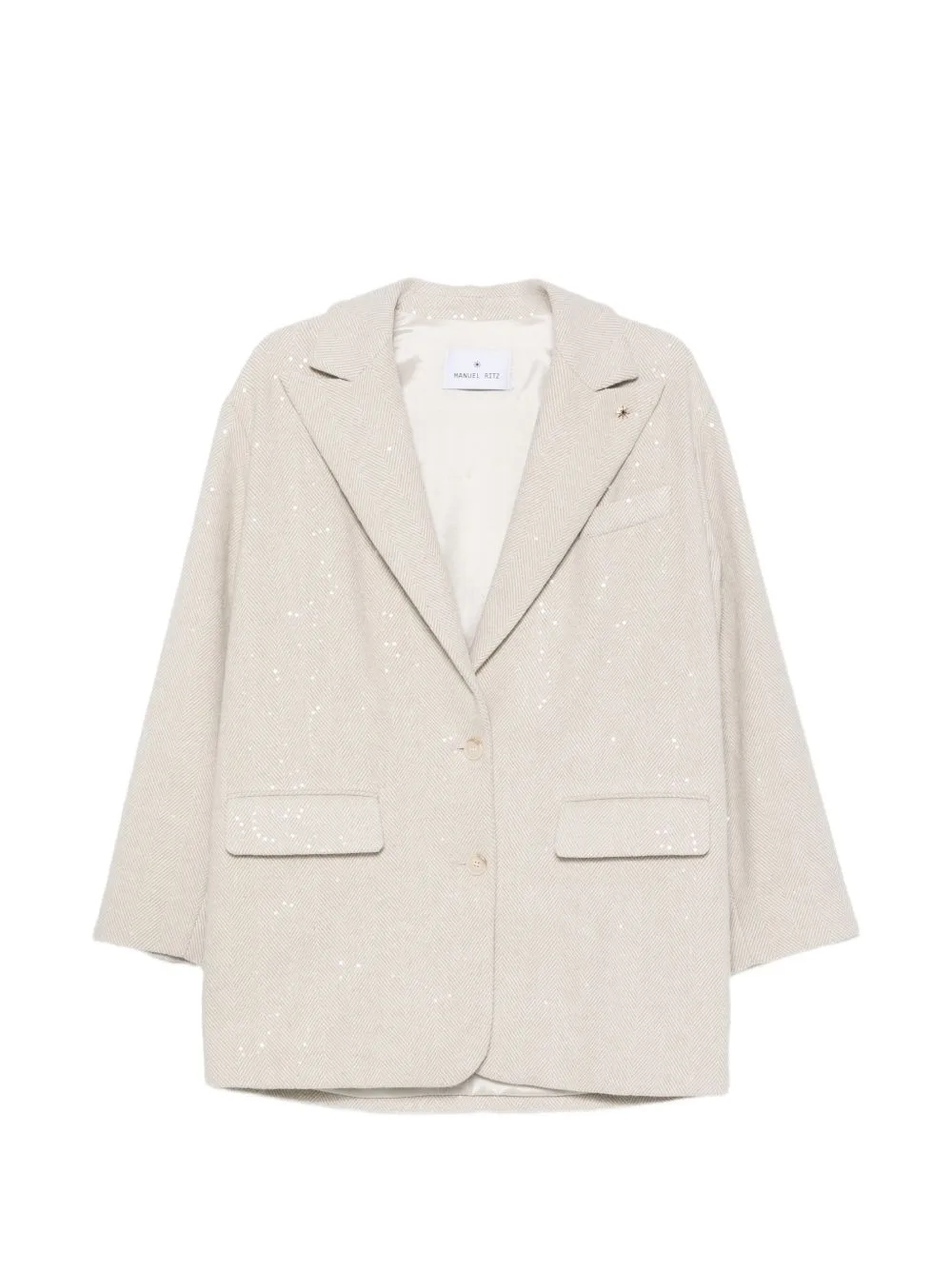 Sequin-Embellished Herringbone Blazer by Manuel Ritz