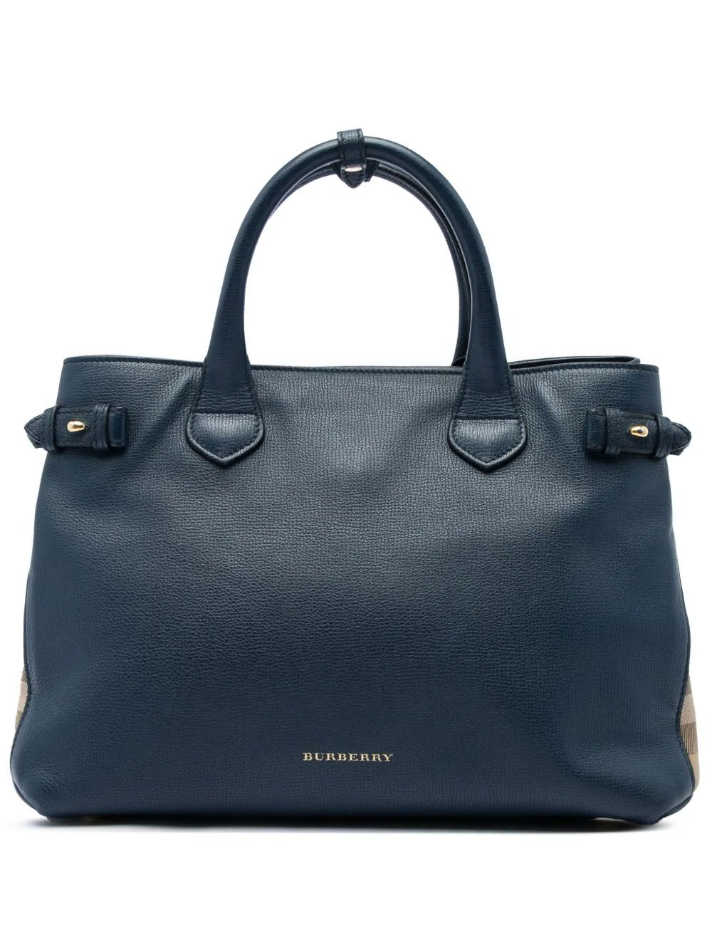 2000-2017 Medium Leather and House Check Banner Satchel by Burberry Pre-Owned