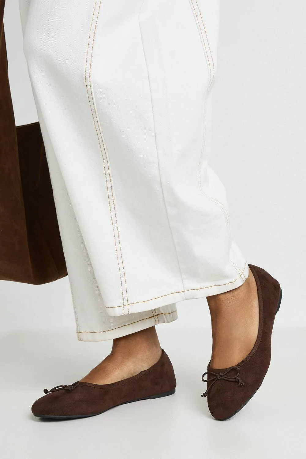 Wide Fit Bow Detail Ballet Flats by boohoo