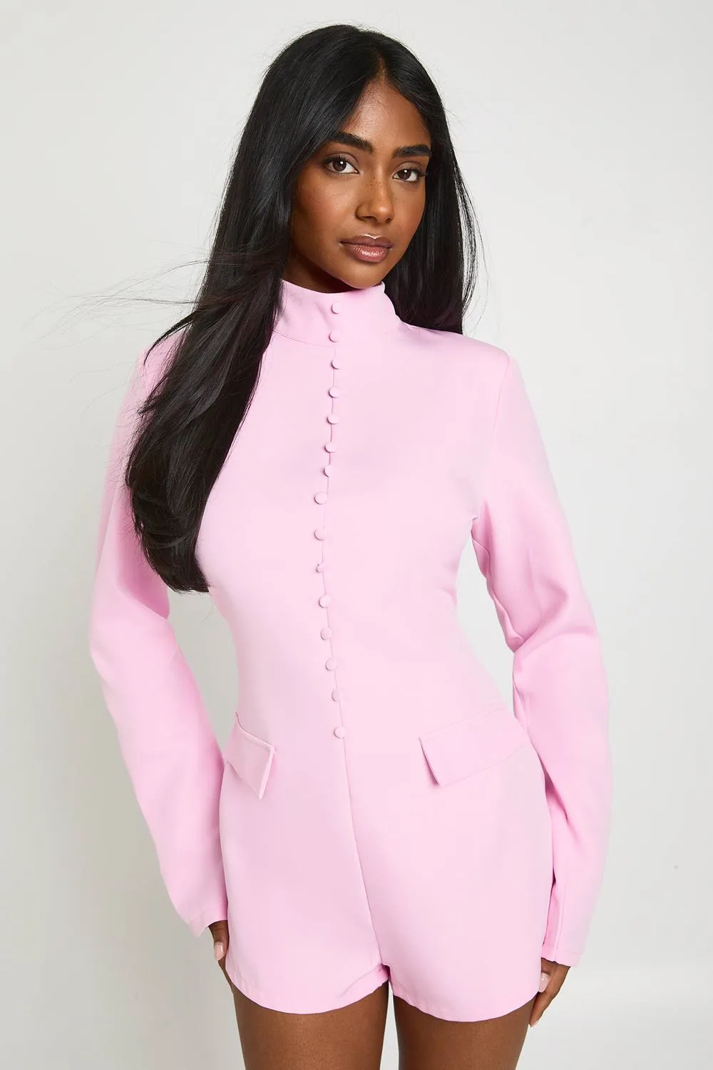 Tailored High Neck Playsuit by boohoo