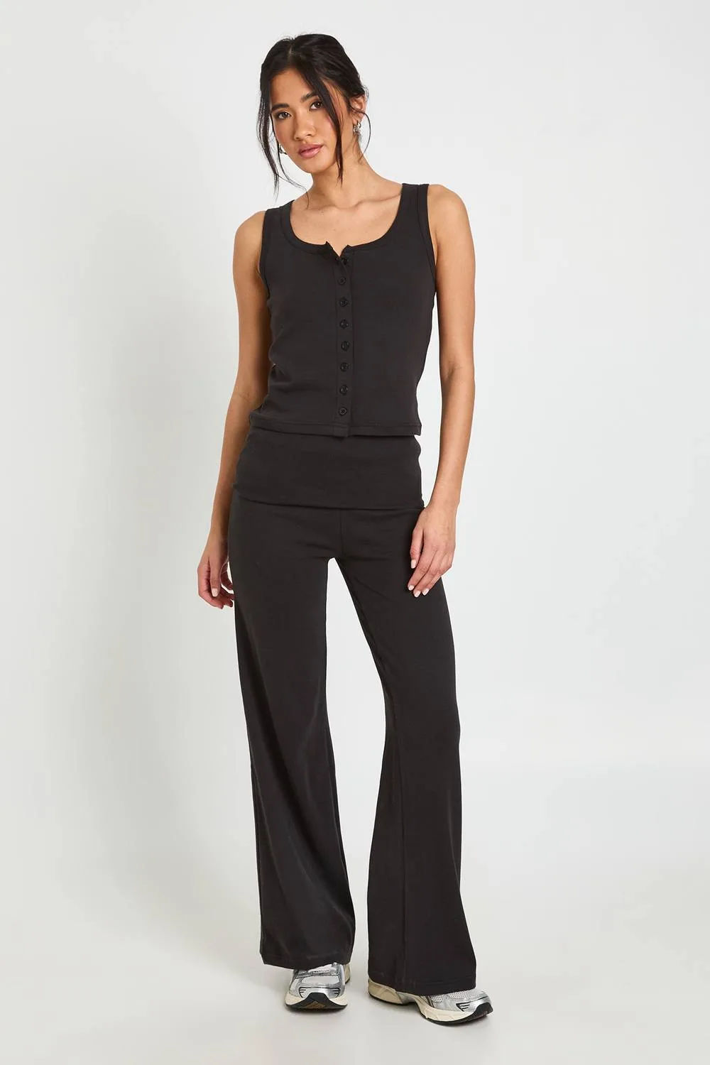 Fold Over Waistband Yoga Pant by boohoo