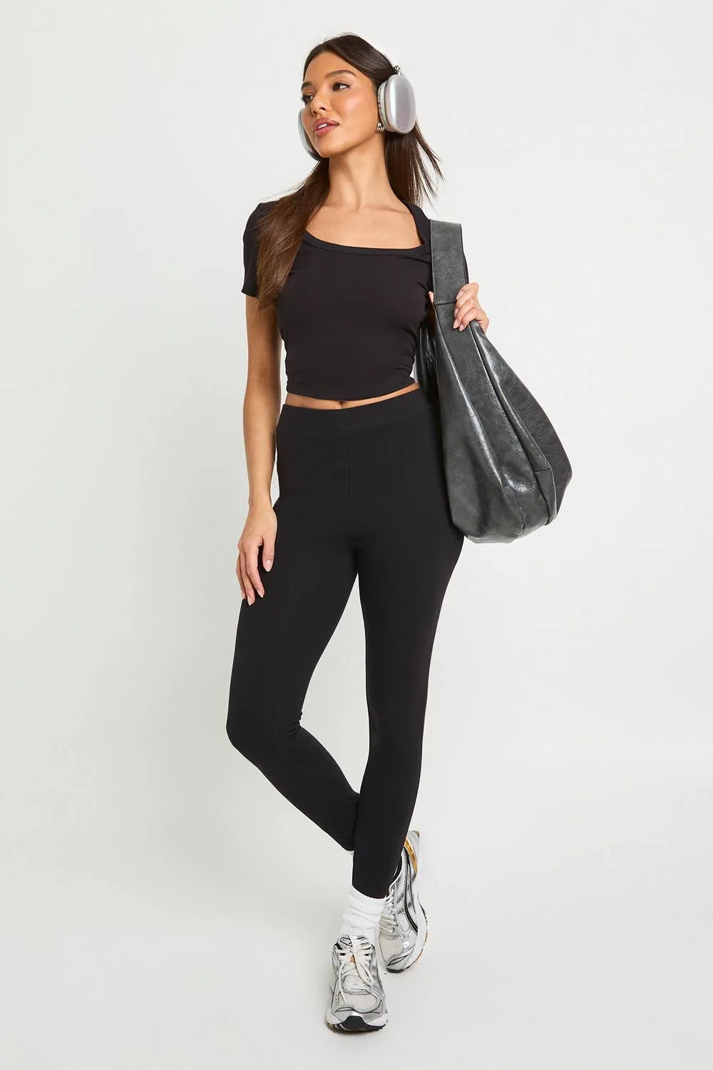 Basic High Waist Legging Pants by boohoo