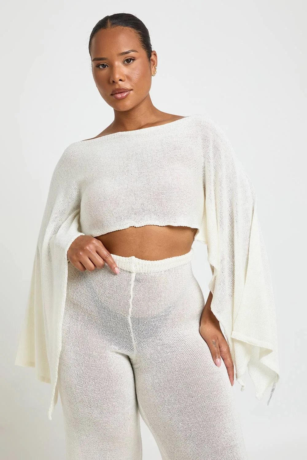 Asym Long Sleeve Flowing Cape by boohoo