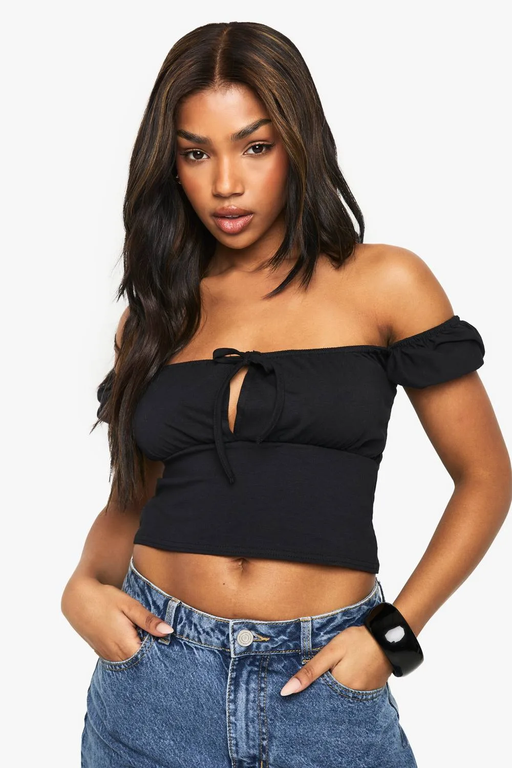 Cotton Tie Front Milkamid Top by boohoo