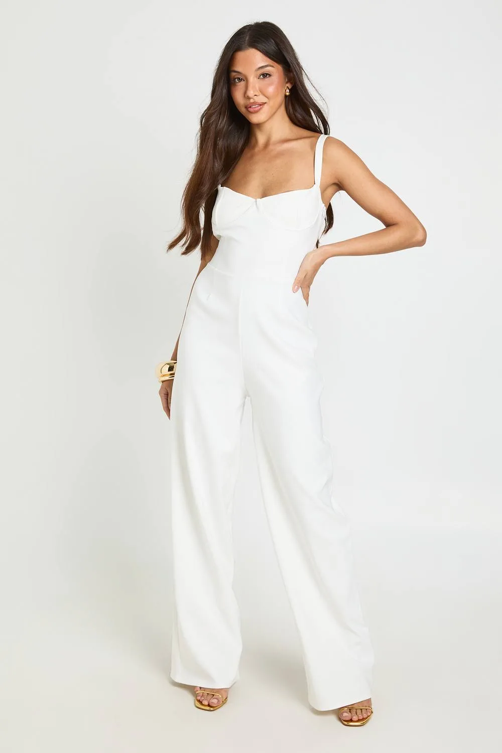 Seam Detail Underwired Wide Leg Jumpsuit