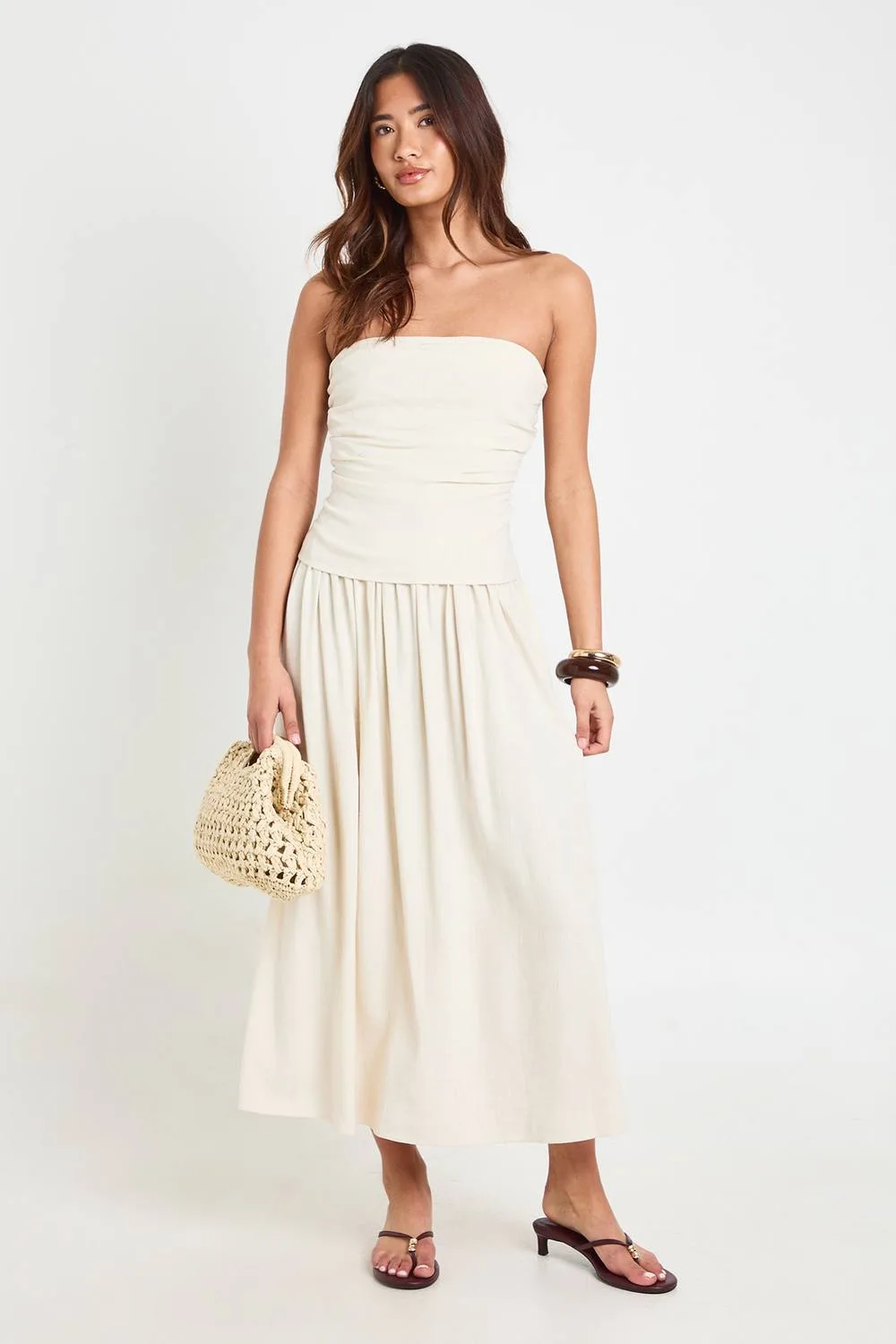 Premium Linen Bandeau Midaxi Dress