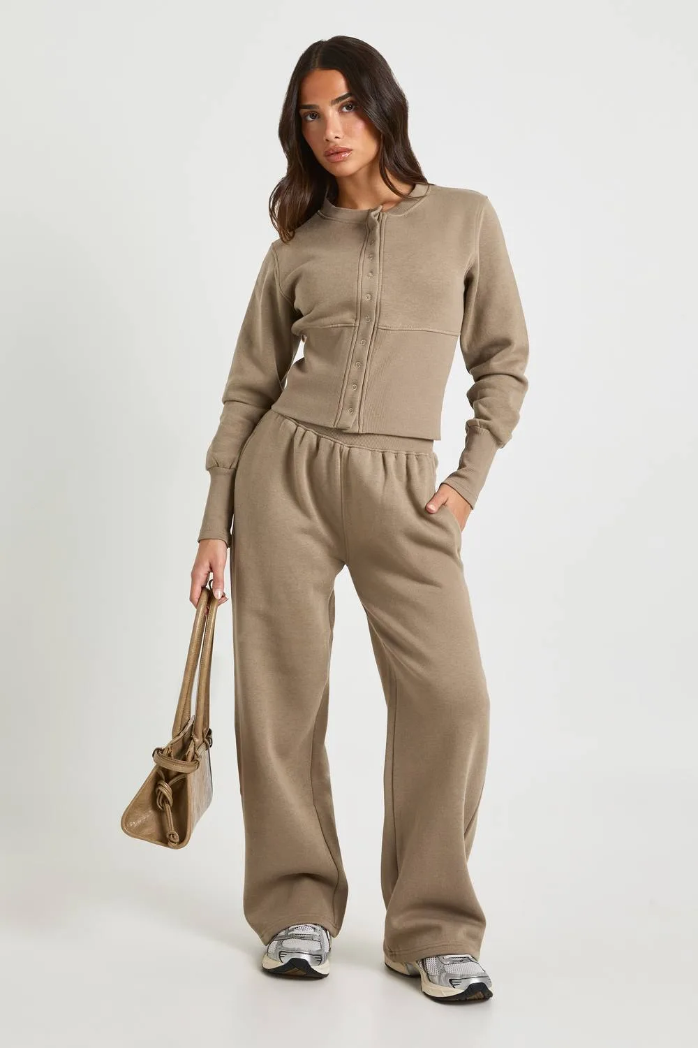 Deep Hem Popper Bomber Sweatshirt Tracksuit