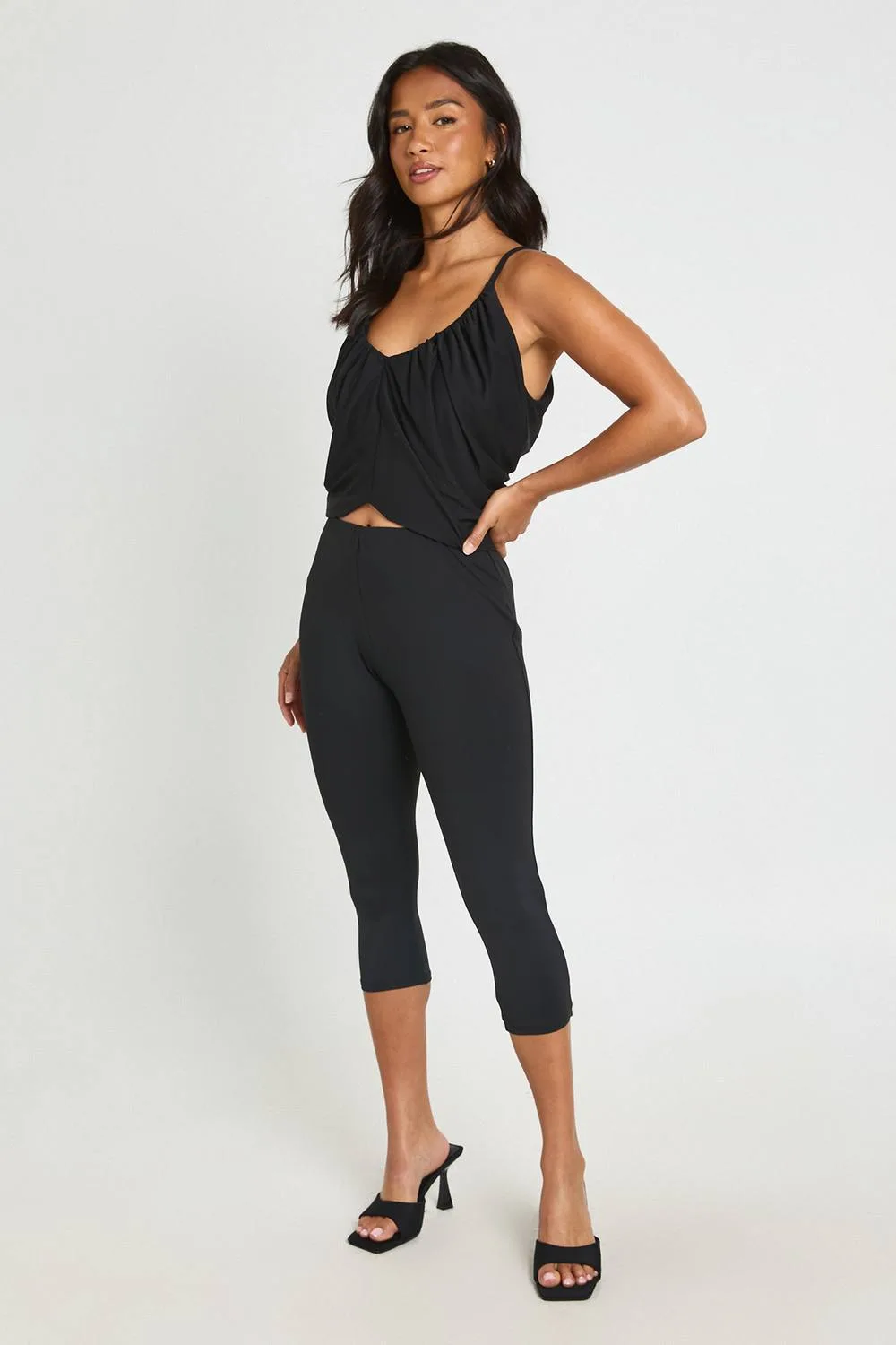 Sculpting Matte Slinky Capri Pant by boohoo
