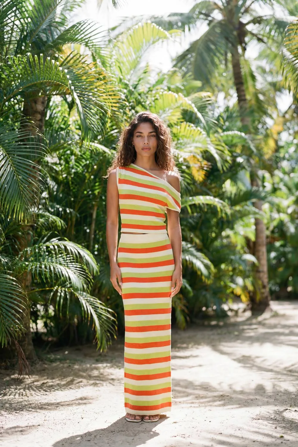 Knitted Asymmetric Shoulder Top & Maxi Skirt Co-Ord by boohoo
