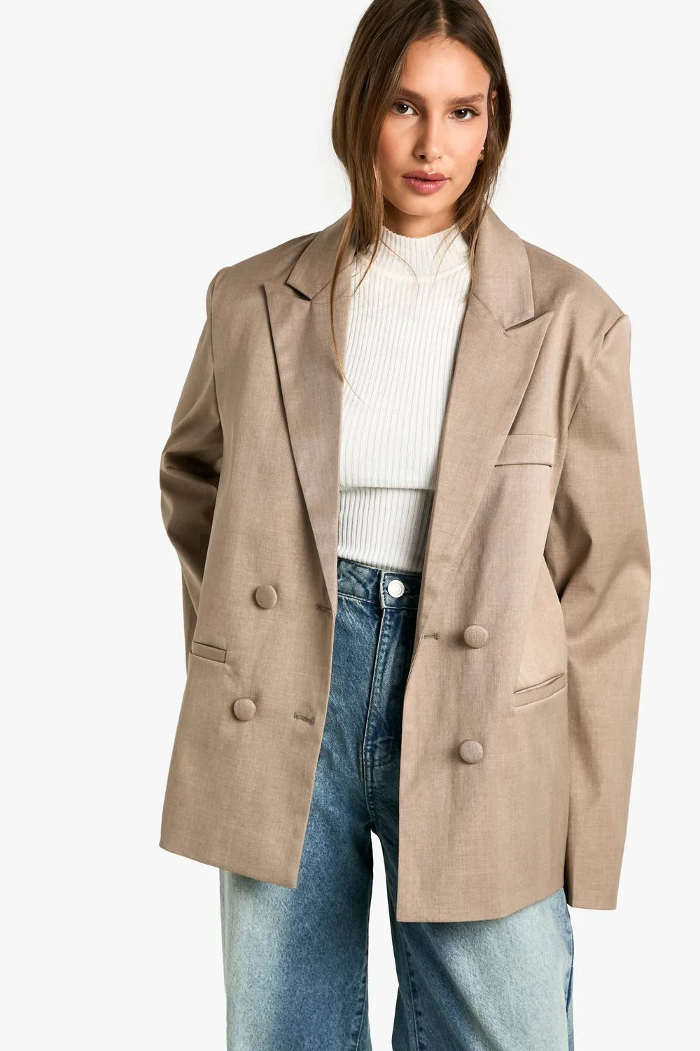 Tailored Double Breasted Oversized Blazer by boohoo
