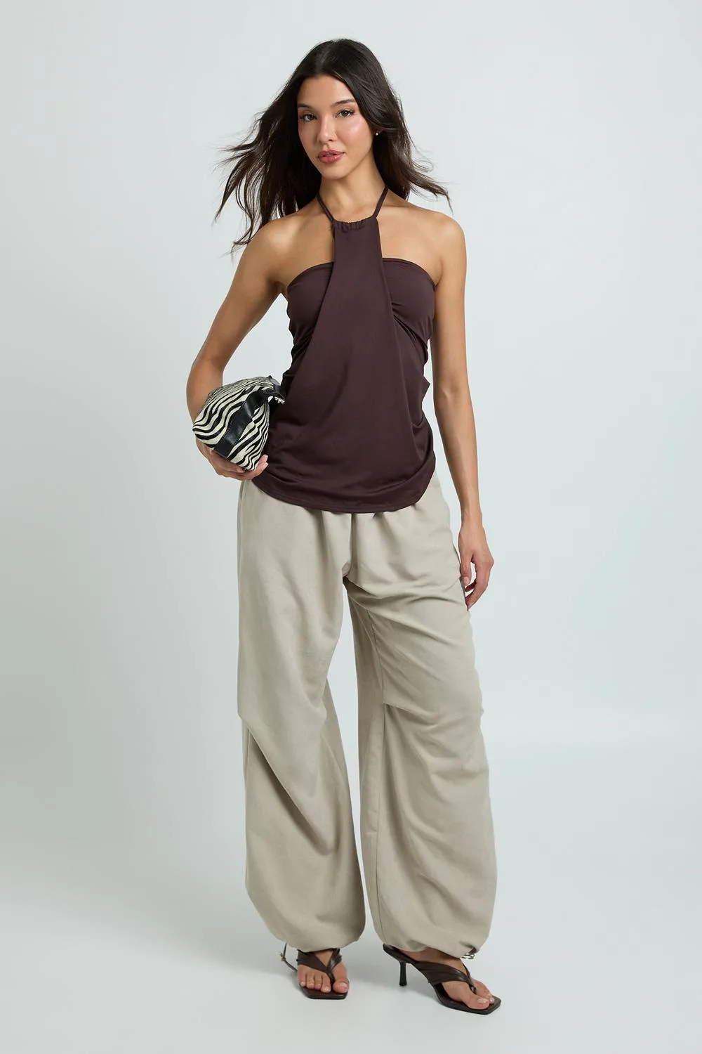 Halterneck Drape Detail Bandeau Top by boohoo