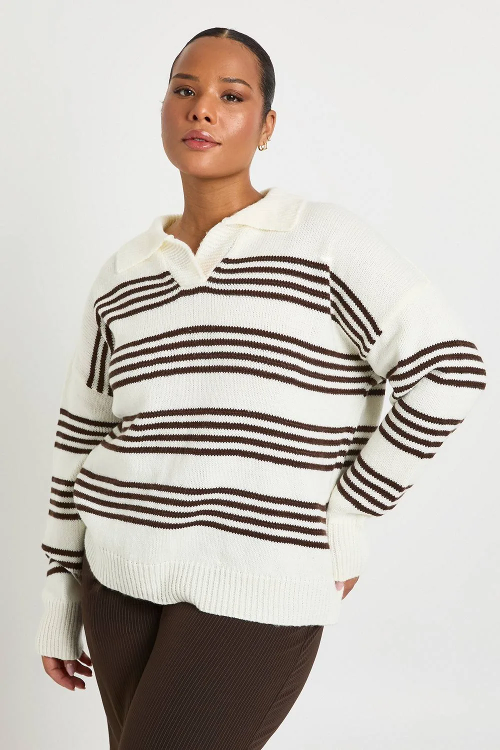 Collared Stripe Jumper by boohoo