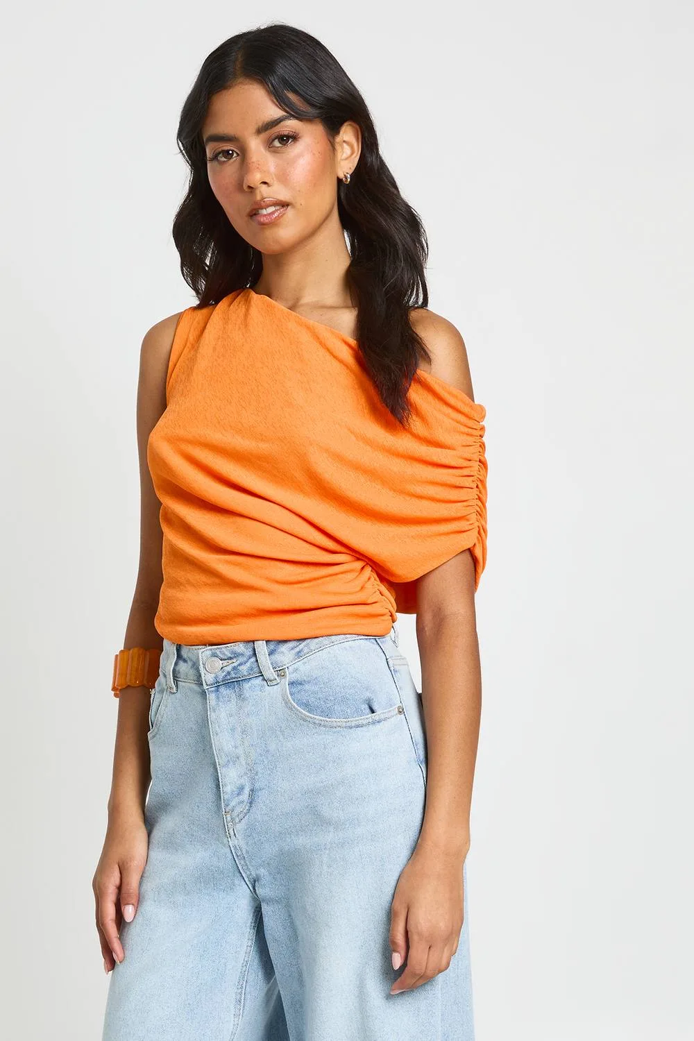 Sheer Textured Off-The-Shoulder Top by boohoo