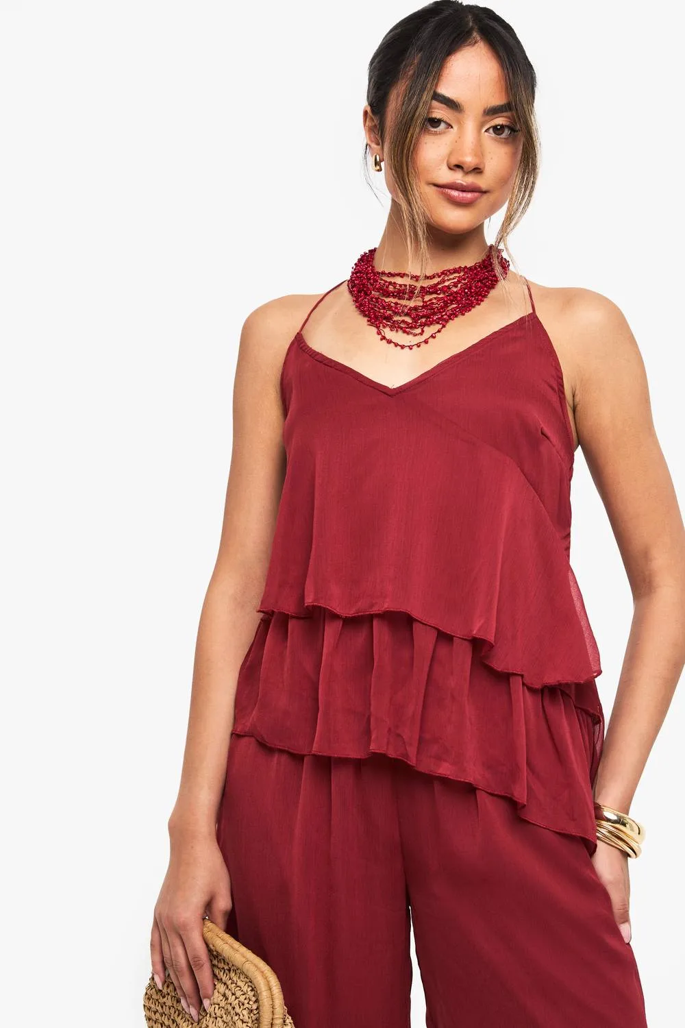 Chiffon Double Hem Floaty Cami Top by boohoo