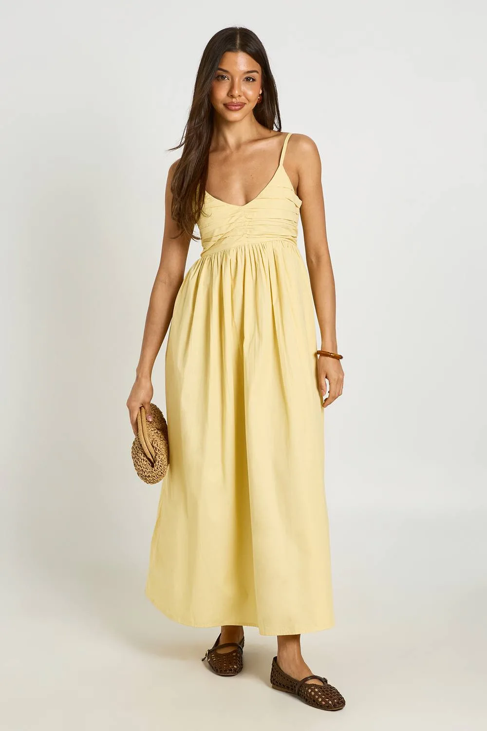 Ruched Bust Strappy Midaxi Dress