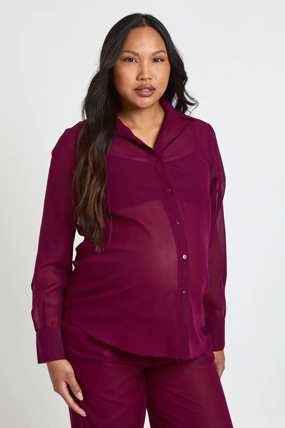 Maternity Chiffon Beach Shirt by boohoo