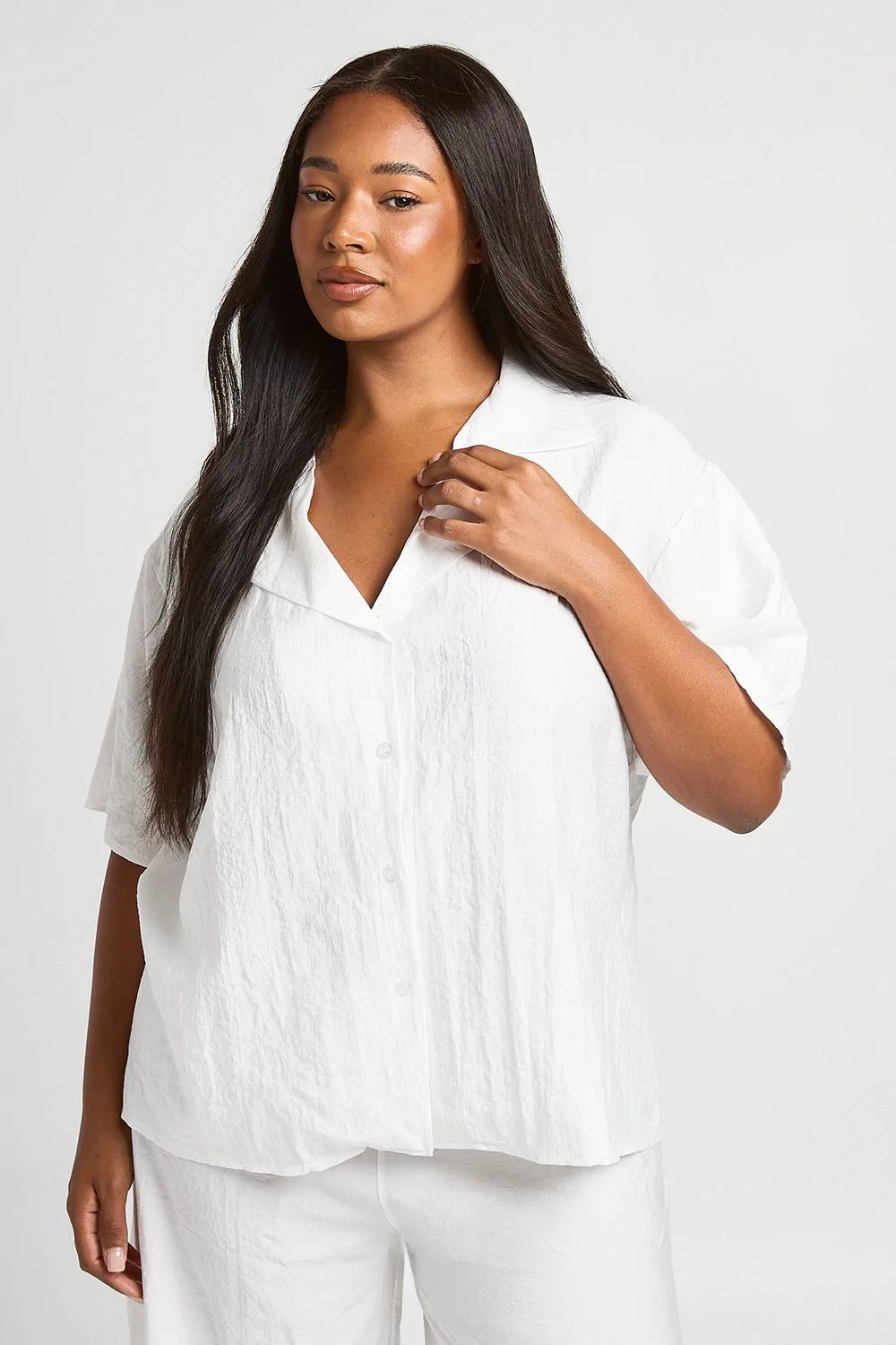 Linen Look Short Sleeve Shirt by boohoo