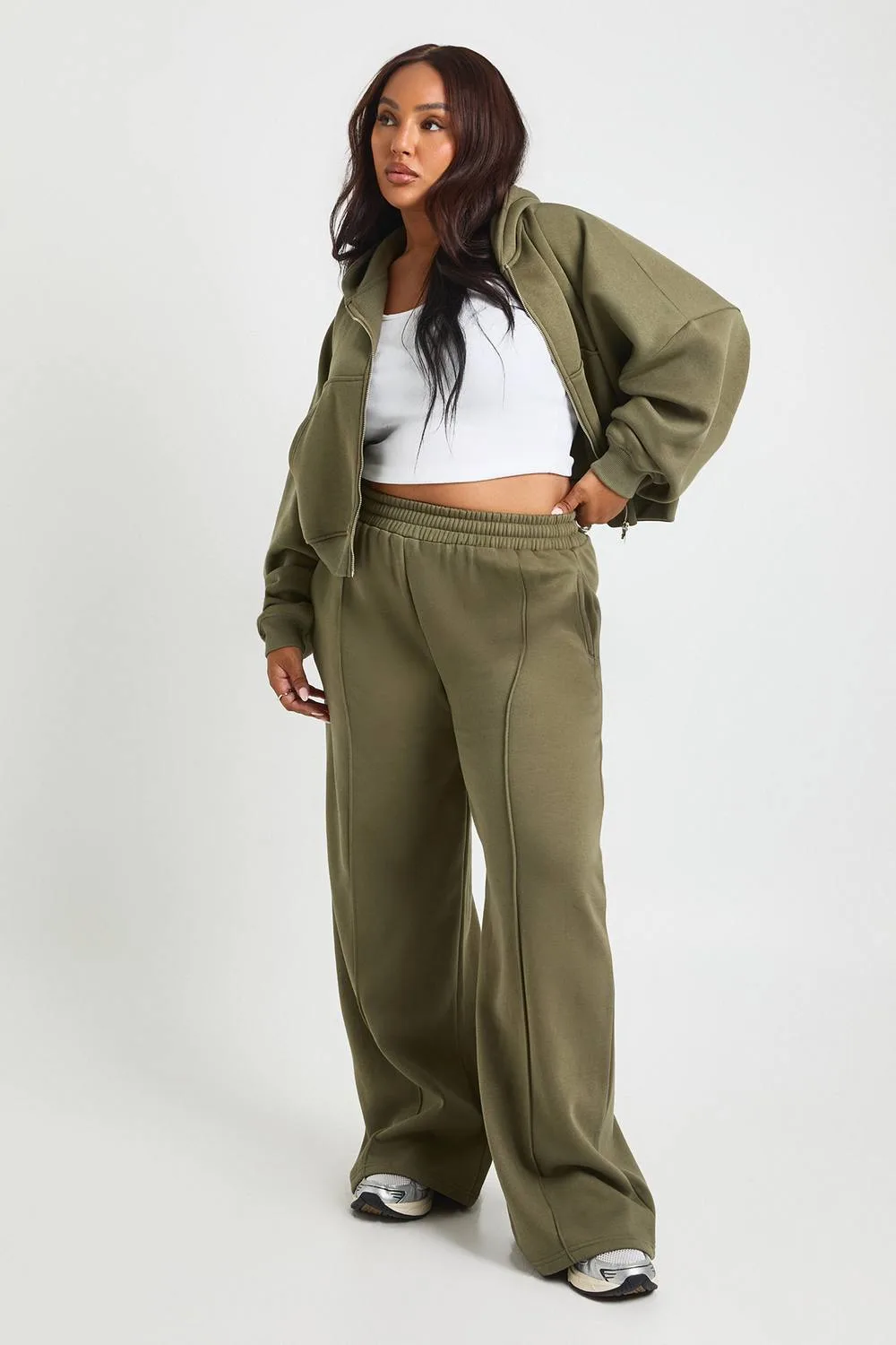 Core Basic Pintuck Detail Straight Leg Jogger Pants