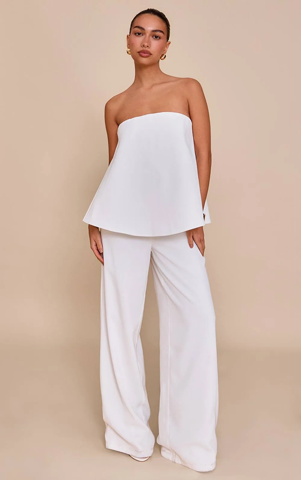 Structured Woven Peplum Straight Leg Jumpsuit by PrettyLittleThing
