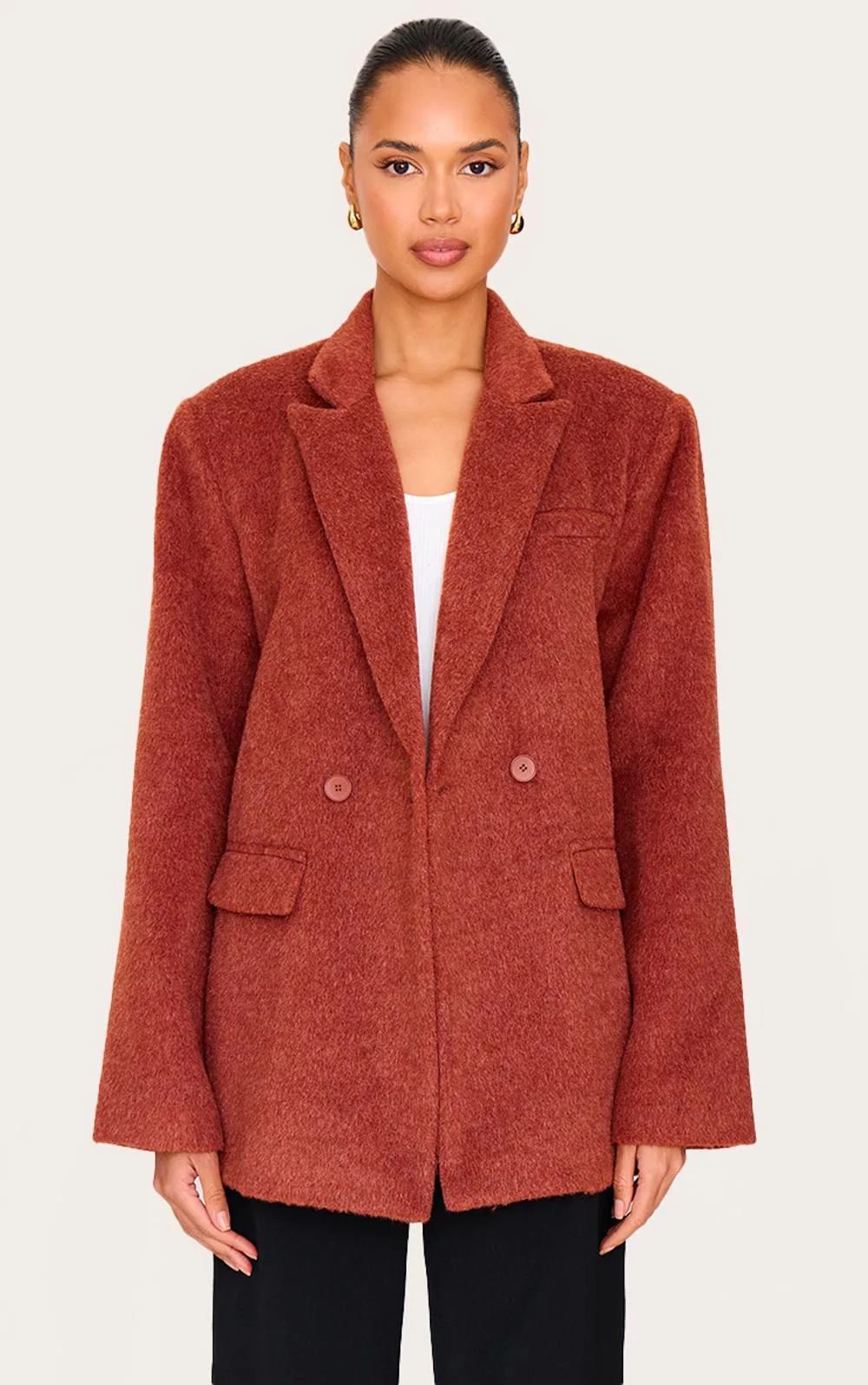 Oversized Textured Wool Look Blazer by PrettyLittleThing