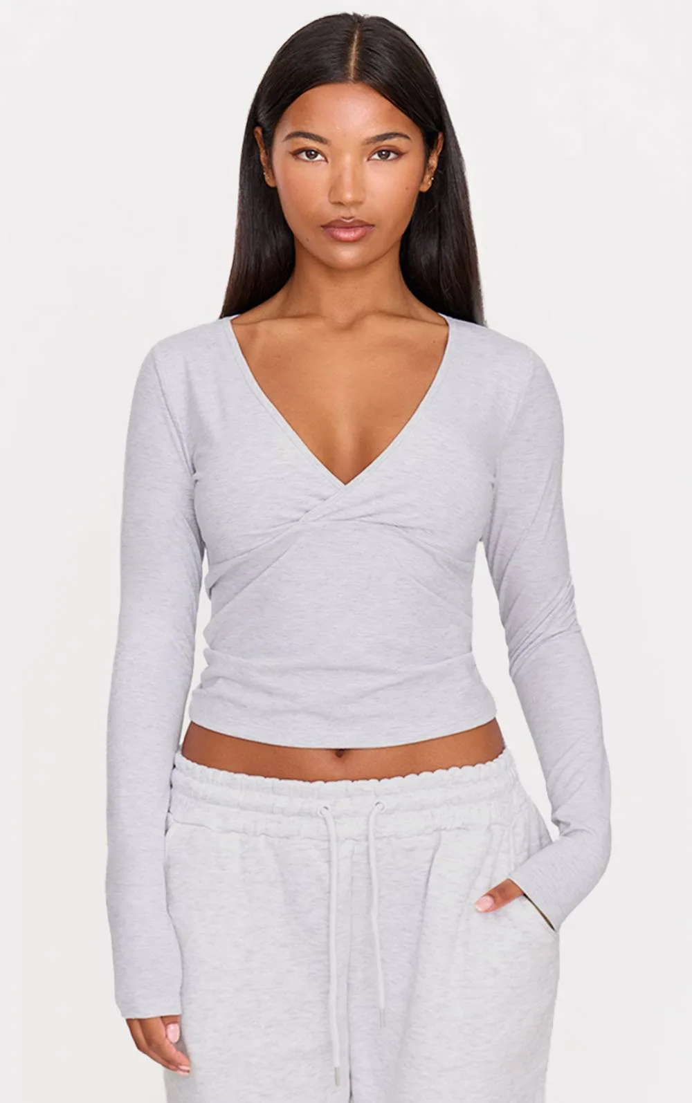 Sculpt Crossover Long Sleeve Top by PrettyLittleThing
