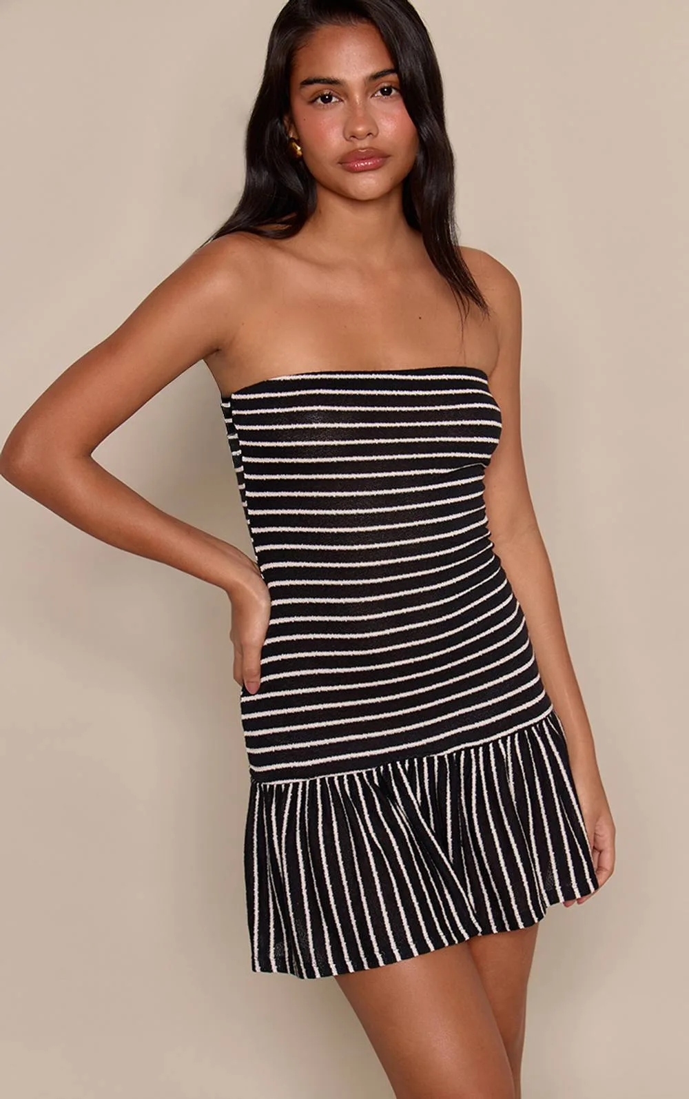 Striped Bandeau Mini Dress by PrettyLittleThing