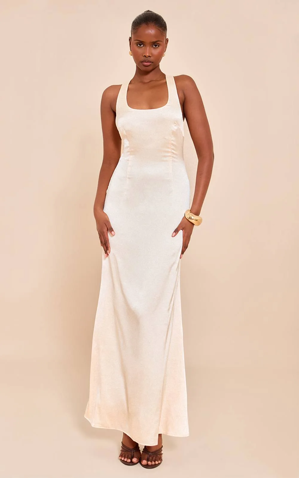 Satin Cross Back Midaxi Dress by PrettyLittleThing
