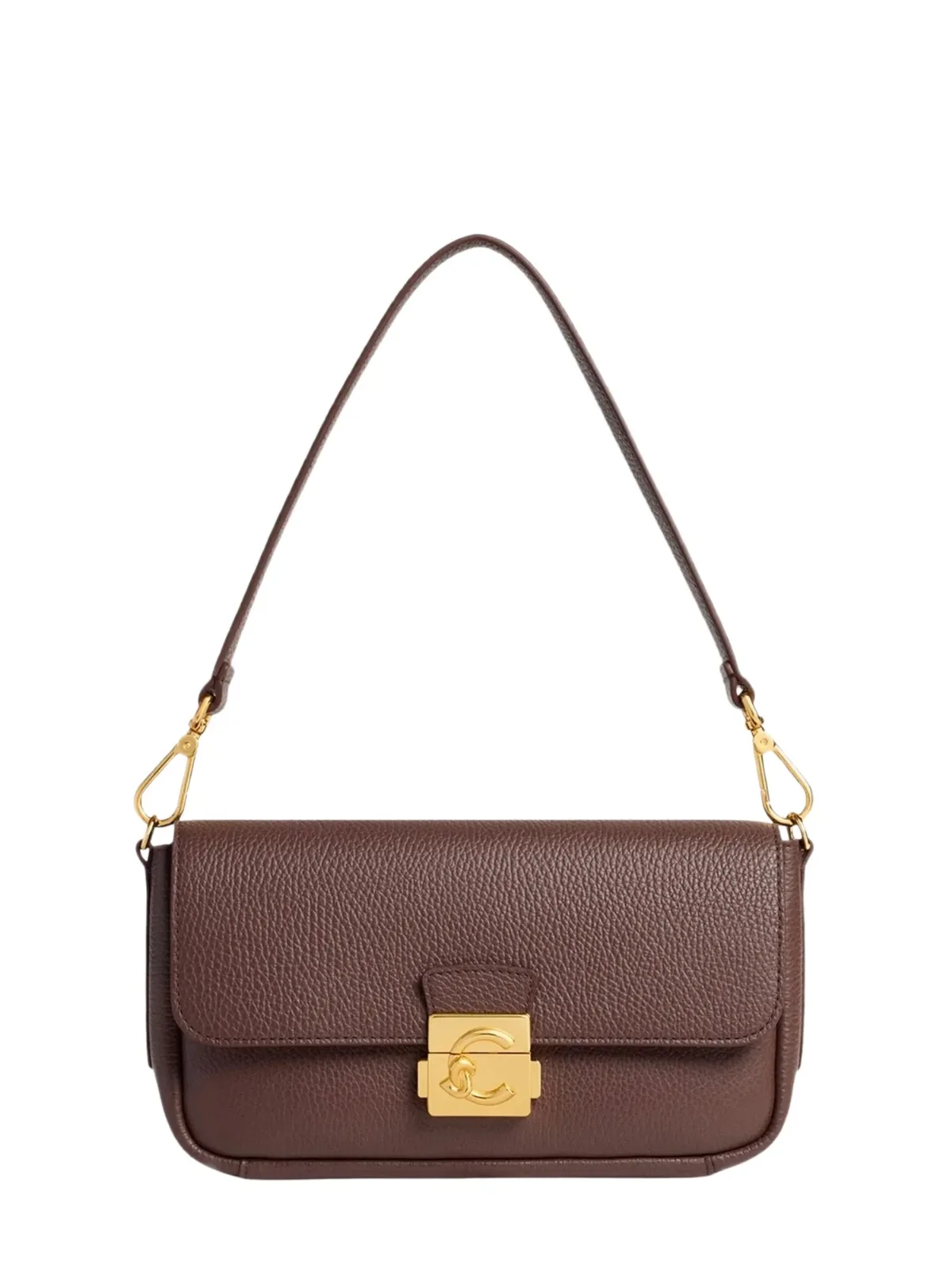 Medium C-Me Lock Grainy Leather Shoulder Bag