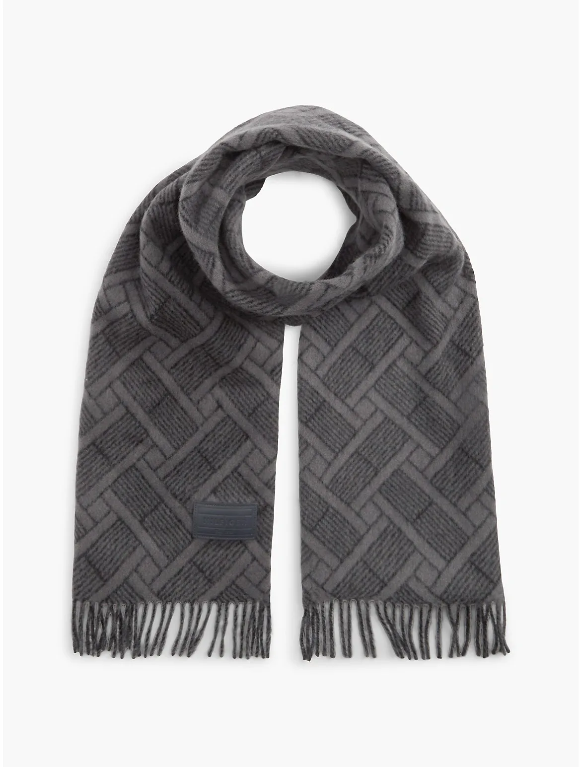 Allover Jacquard Flag Logo Wool Scarf by Tommy Hilfiger