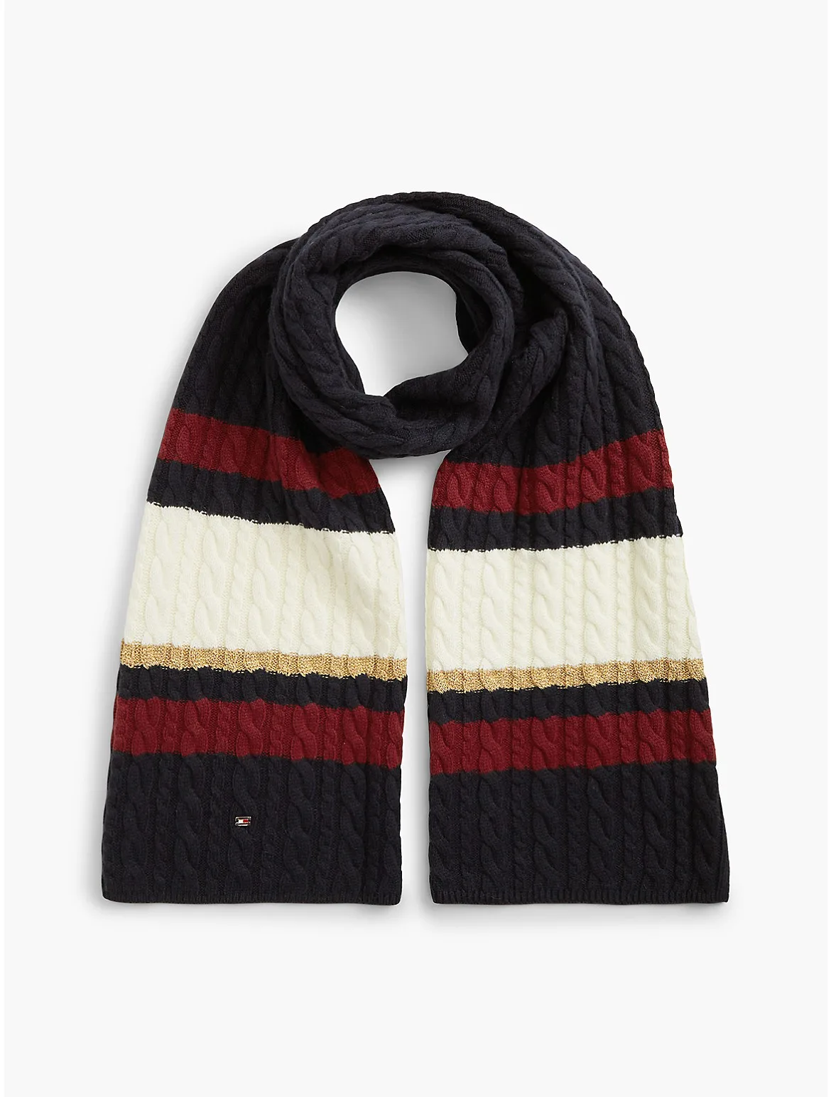 Striped Cable Knit Scarf by Tommy Hilfiger