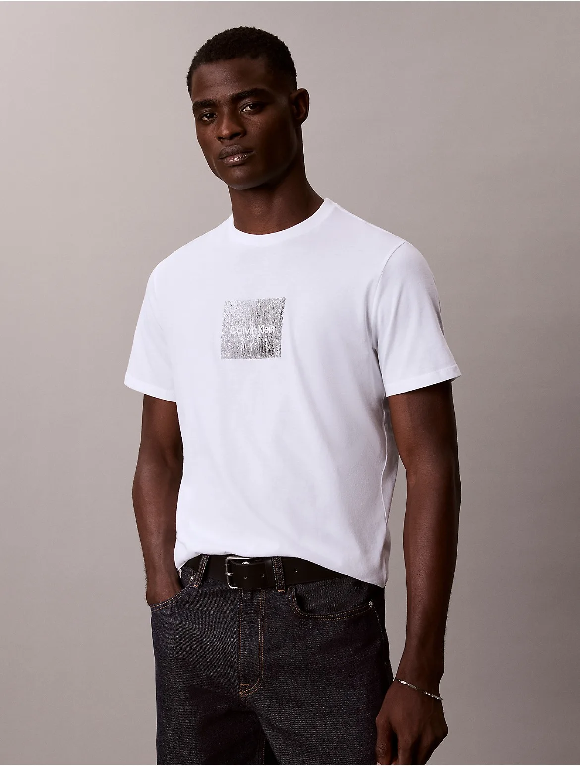 Textured Box Graphic Classic Crewneck T-Shirt