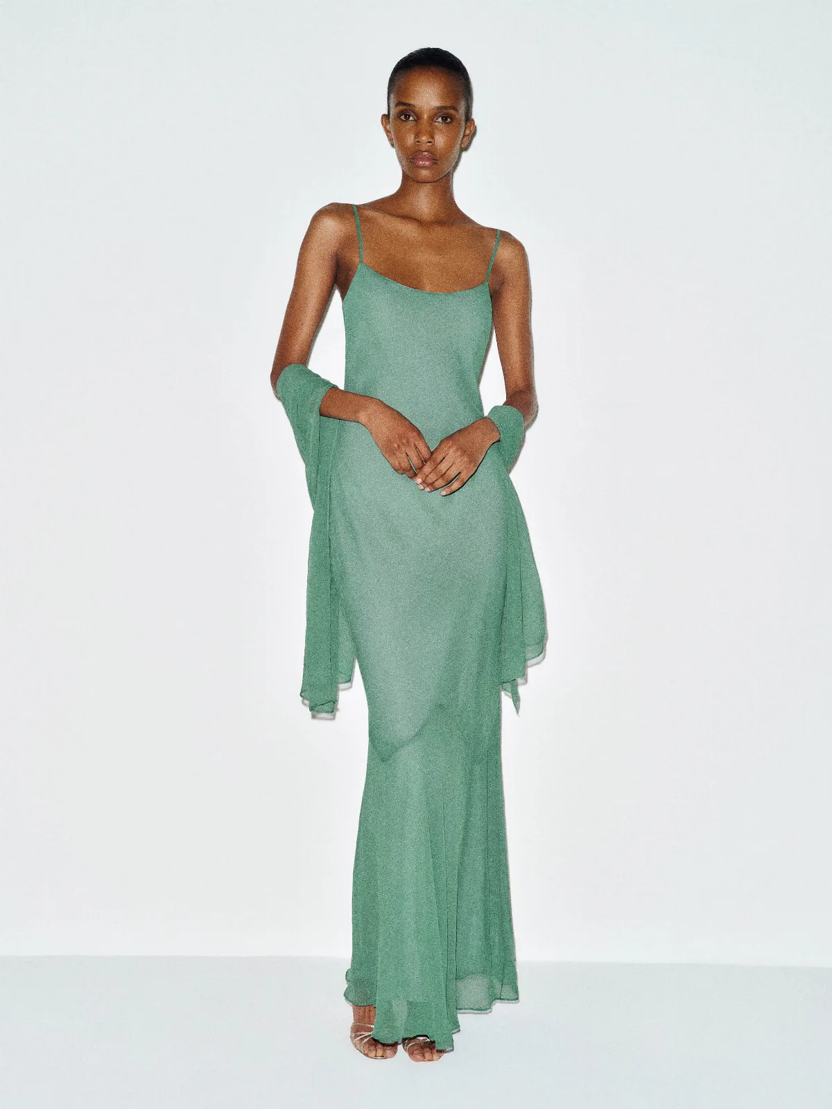 Rida Silk Chiffon Dress Sage by Reformation