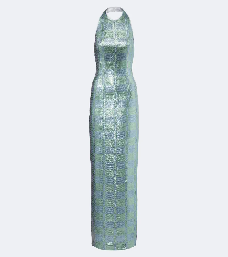 Nerine Gingham Sequined Gown by Markarian