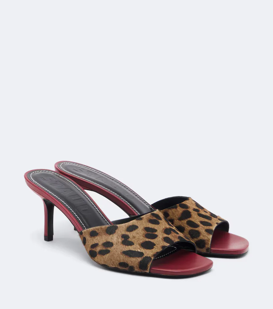 Bea Leopard-Print Calf Hair Mules by Staud
