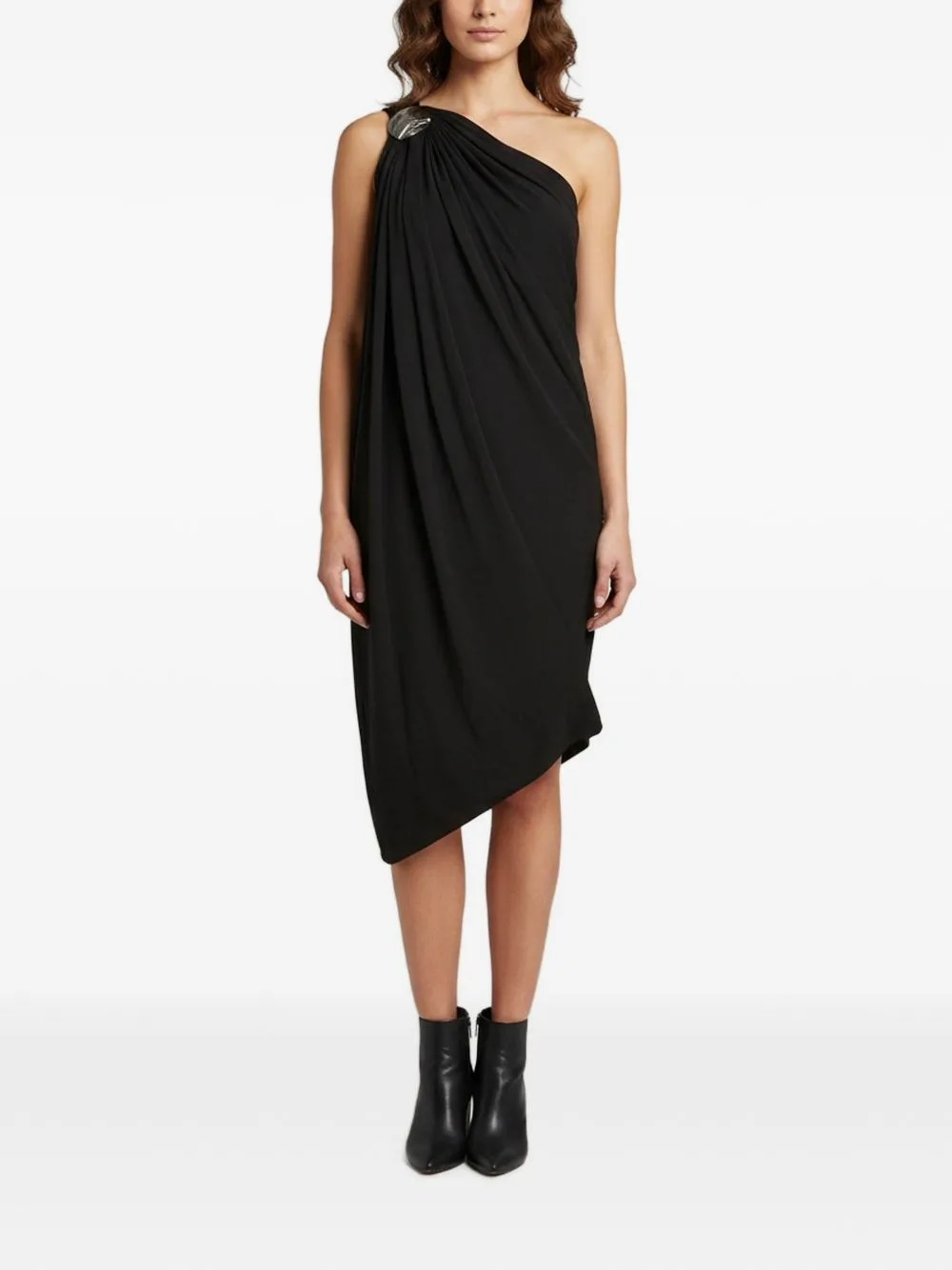 Eileen Asymmetric Draped Midi Dress by CHATS BY C.DAM