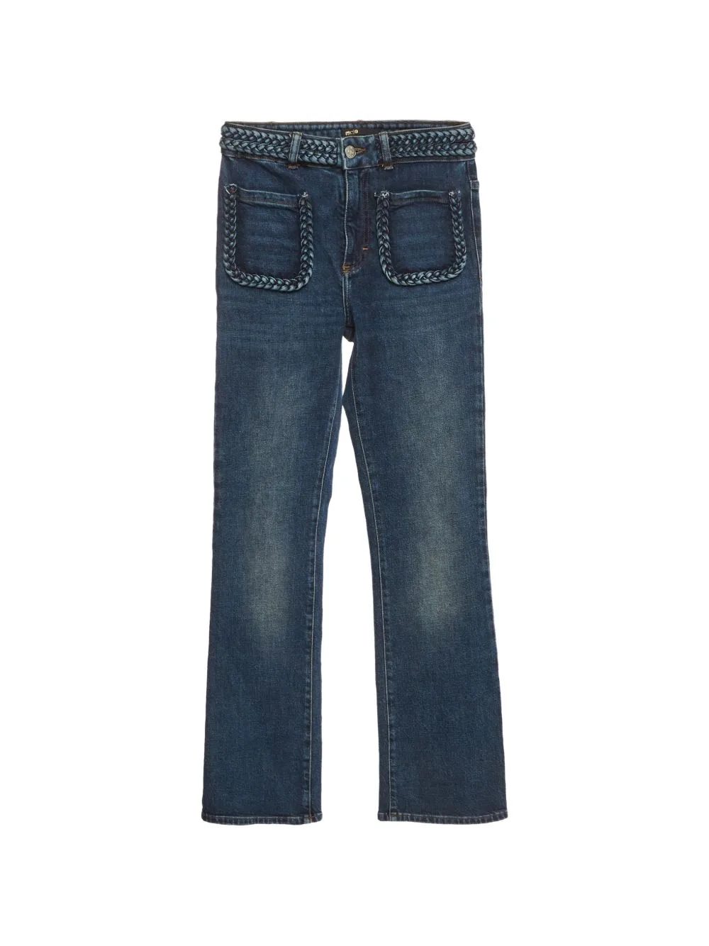 Braided-Trim Jeans by Maje