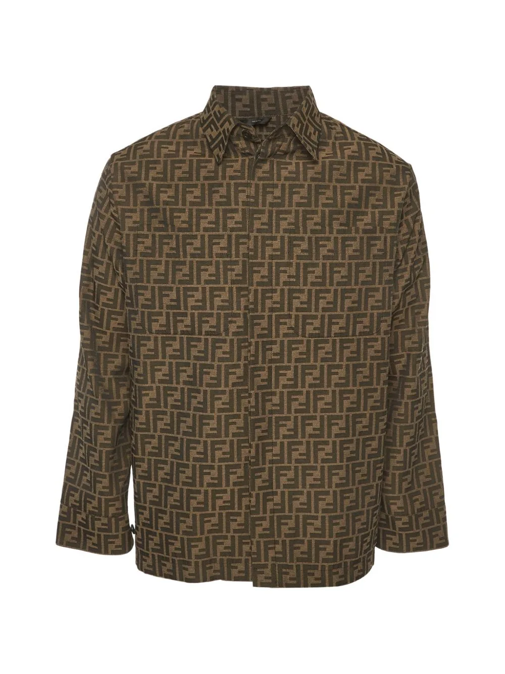 Zucca Jacquard Shirt Jacket by Fendi Pre-Owned