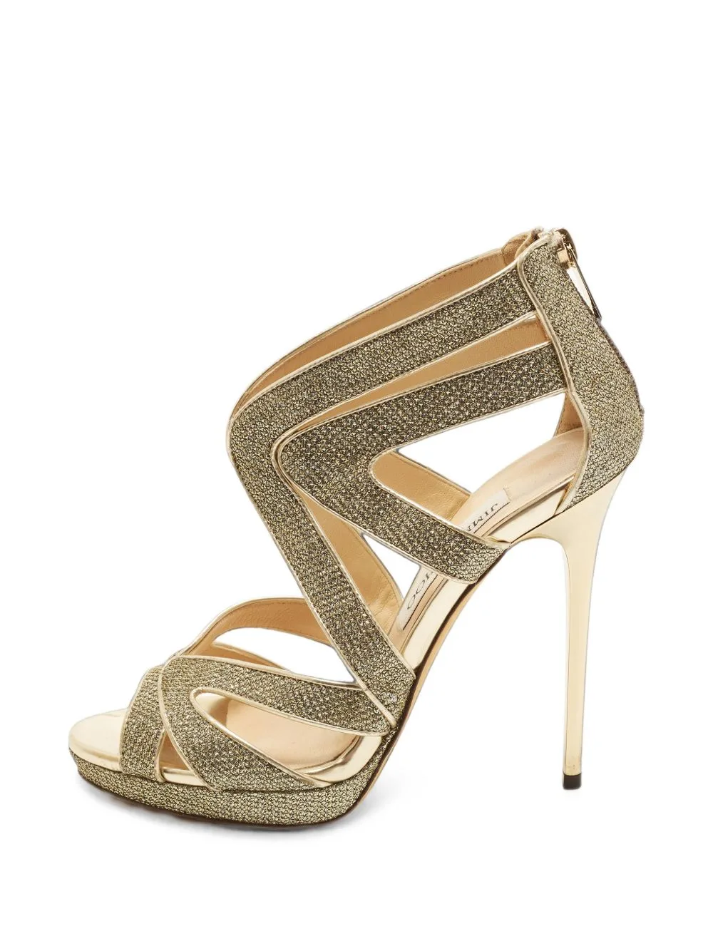 Collar Coarse Glitter Sandals by Jimmy Choo Pre-Owned