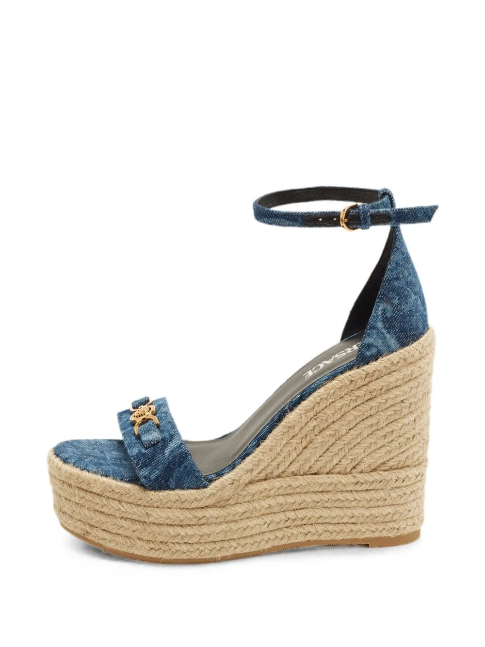 Medusa Denim Wedge Sandals by Versace Pre-Owned
