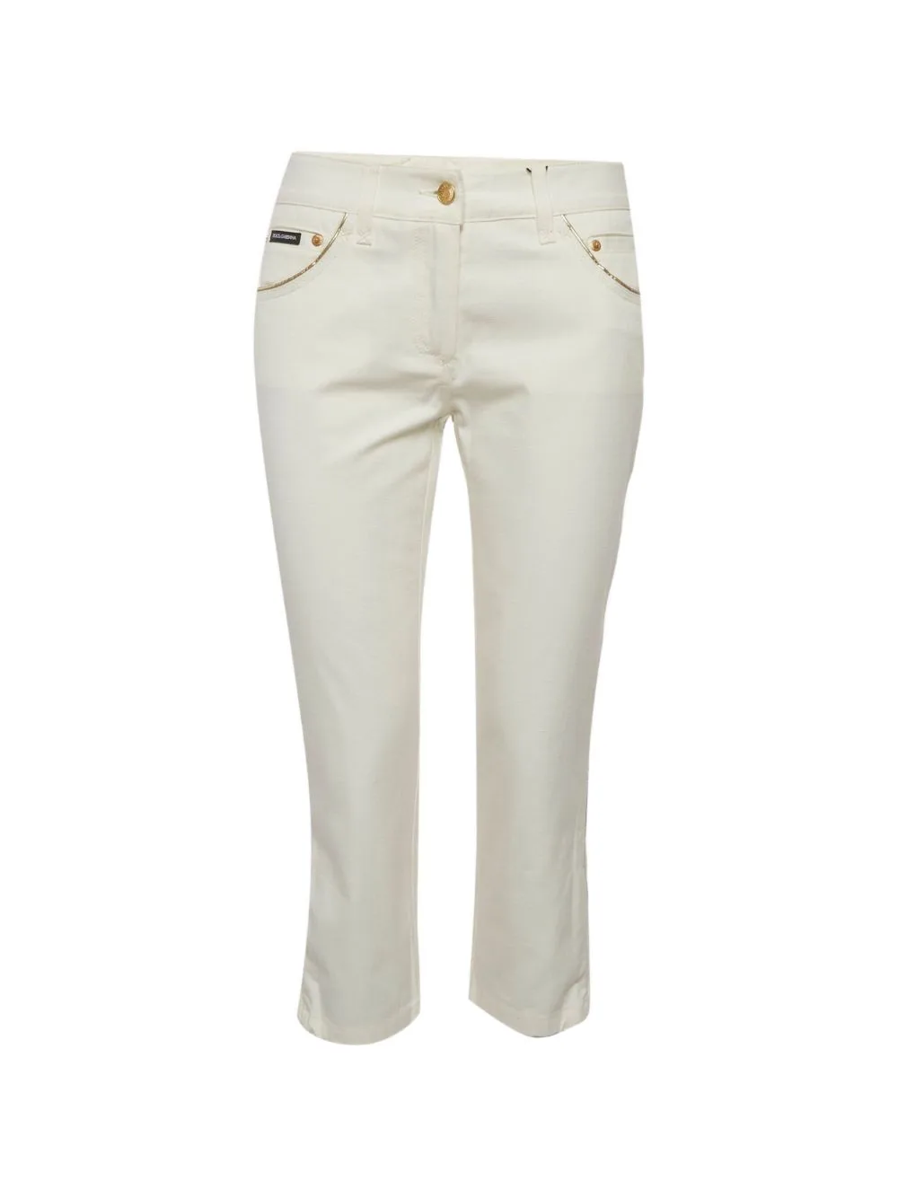 Gold-Trim Cropped Jeans by Dolce & Gabbana Pre-Owned