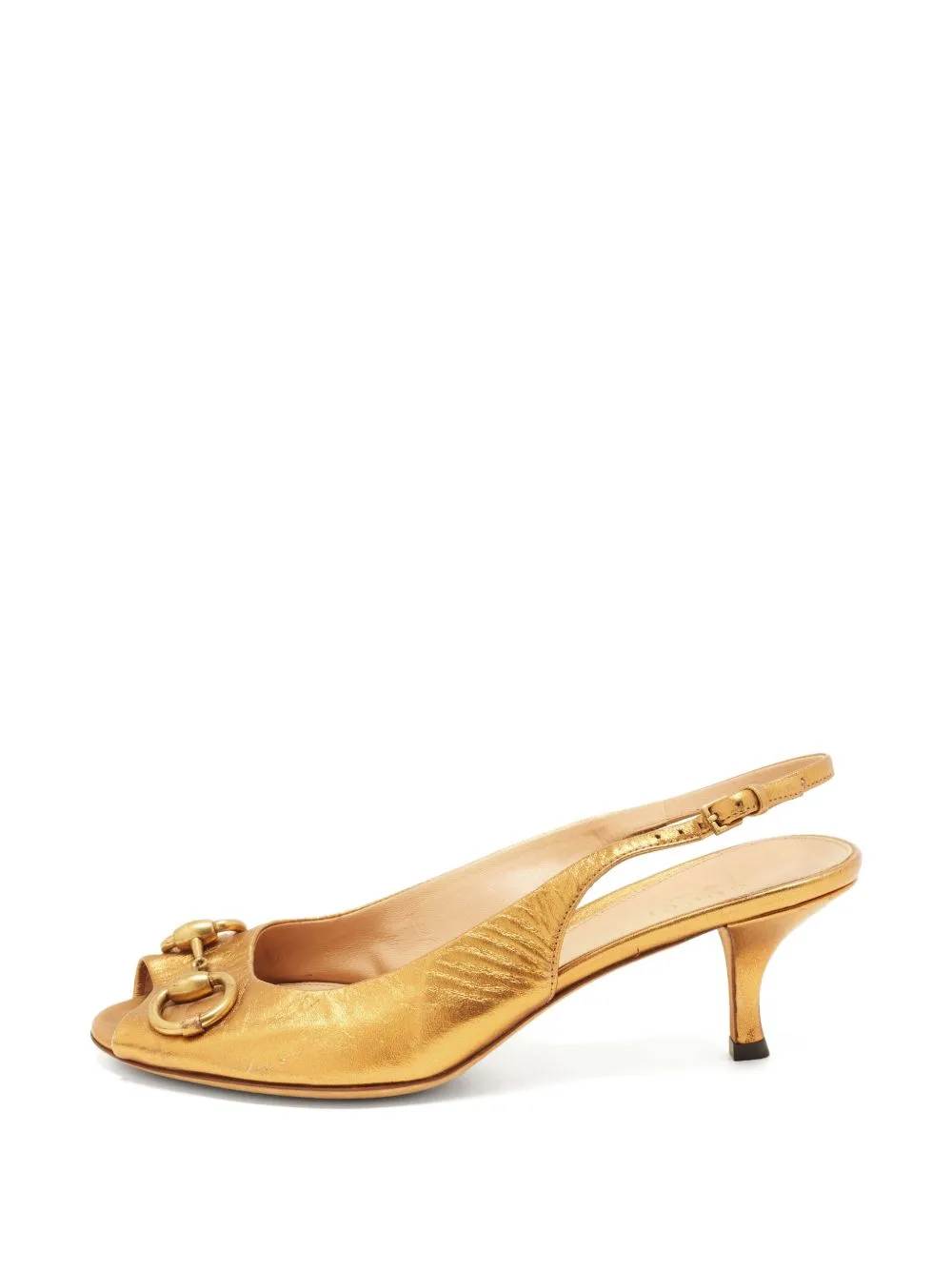 Horsebit Peep-Toe Slingback Sandals