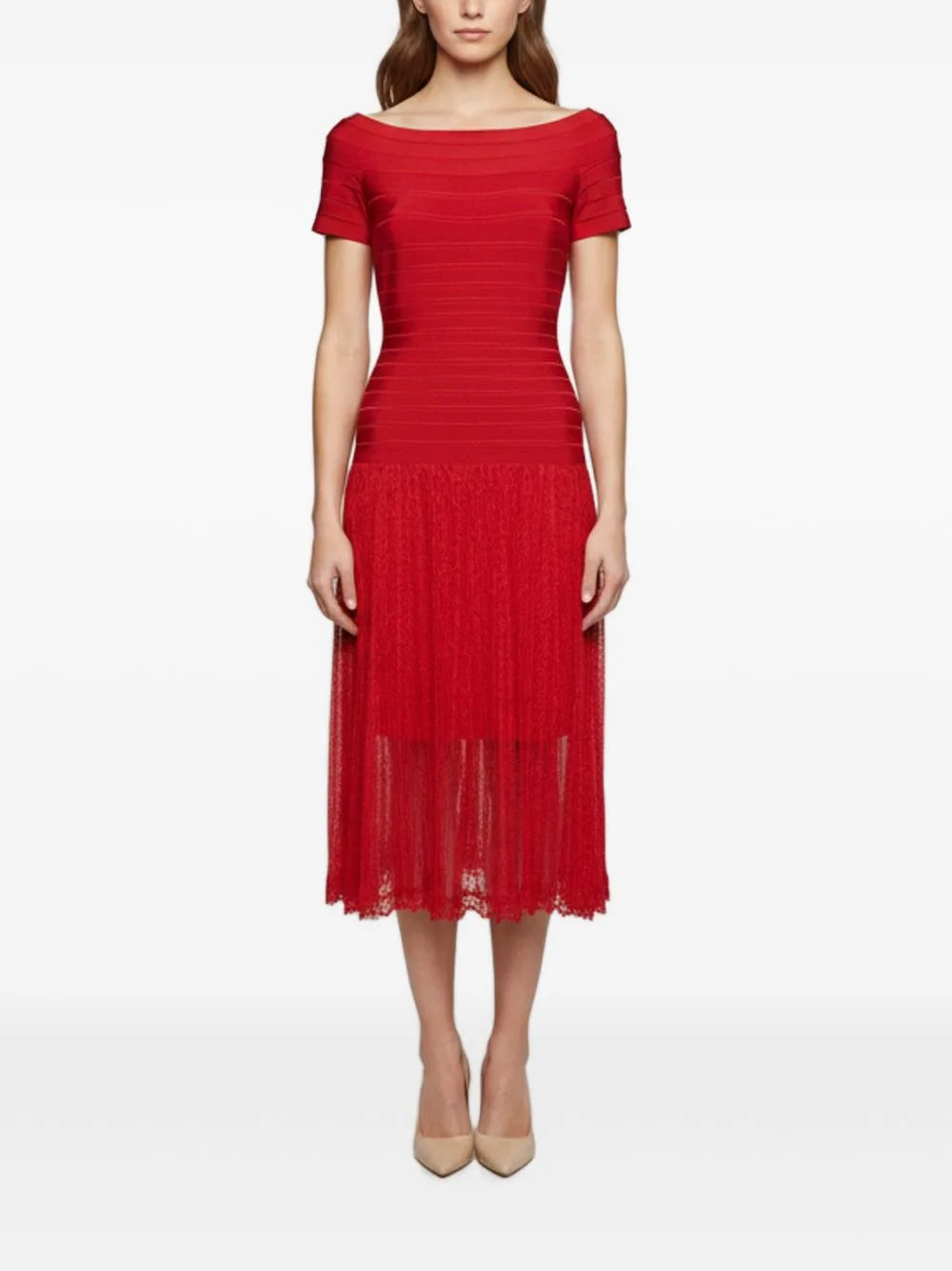 Bandage Lace Midi Dress by Hervé Léger Pre-Owned